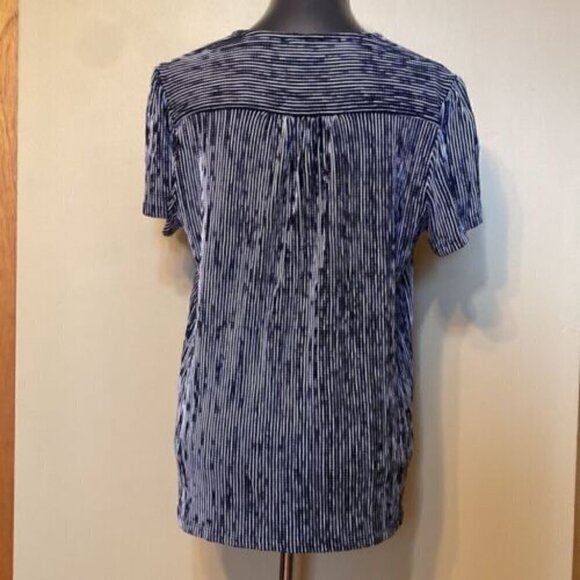 Cable & Gauge Blouse Medium Button Down Black White Striped Minimalist - Picture 5 of 9